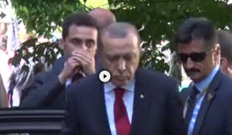 Ο Ερντογάν αγνάντευε… ατάραχος το άγριο ξύλο σε Κούρδους διαδηλωτές (vid)