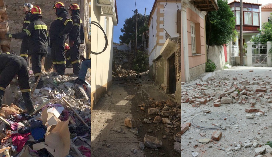 Βιβλική καταστροφή στη Βρίσα Πλωμαρίου από τον σεισμό των 6,1 Ρίχτερ (pics & vids)