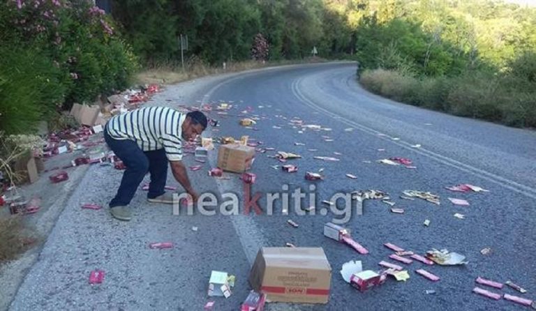 Γέμισε με χιλιάδες σοκολάτες η εθνική οδός στην Κρήτη (pics)