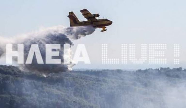 Μεγάλη φωτιά στη Ζαχάρω Ηλείας, κοντά σε οικισμό