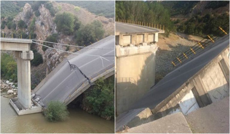Ξάνθη: Κατέρρευσε τμήμα της γέφυρας του ποταμού Κομψάτου (pics)