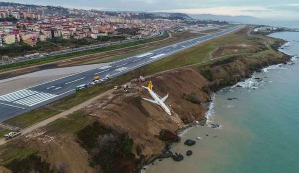 Τουρκία: Αεροπλάνο βγήκε από τον διάδρομο προσγείωσης και παραλίγο να πέσει στη θάλασσα
