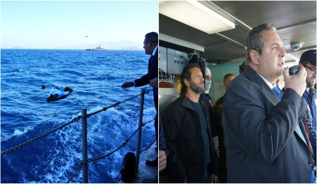 Ίμια: Τουρκικό σκάφος προσπάθησε να εμποδίσει τον υπουργό Άμυνας να αποτίσει φόρο τιμής στους πεσόντες του 1996 (pics)