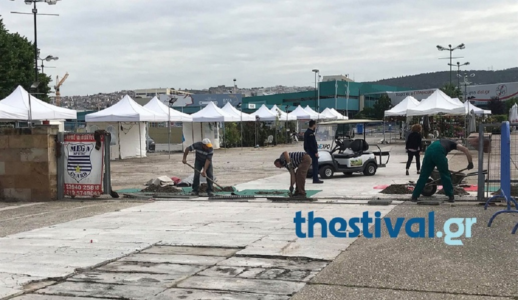 Καταστροφές στην ανθοκομική έκθεση της ΔΕΘ από τη θεομηνία (vid)