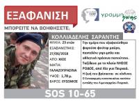 Συνεχίζονται οι έρευνες για την εξαφάνιση του 23χρονου Σαράντη