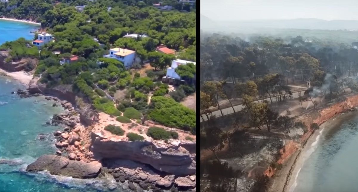 Μάτι: Το πριν και το μετά μέσα από drones (vid)
