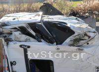 Τροχαίο στην Εθνική – Ανατράπηκε νταλίκα (pics)