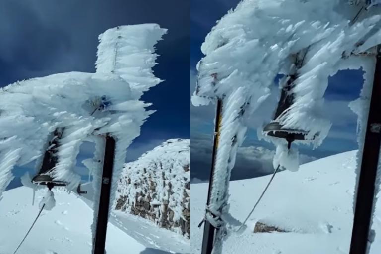 Ψηλορείτης χιόνια: Εντυπωσιακό βίντεο από την κορυφή του