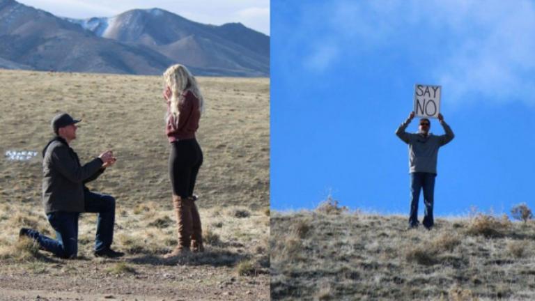 Πατέρας – «μύθος» έκανε spoil στην πρόταση γάμου στην κόρη του με πλακάτ που έγραφε «Πες όχι» (pics)