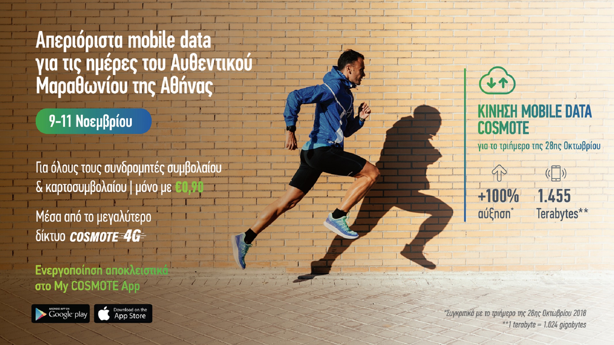 COSMOTE: Απεριόριστα data για το κινητό, τις ημέρες του Αυθεντικού Μαραθωνίου της Αθήνας