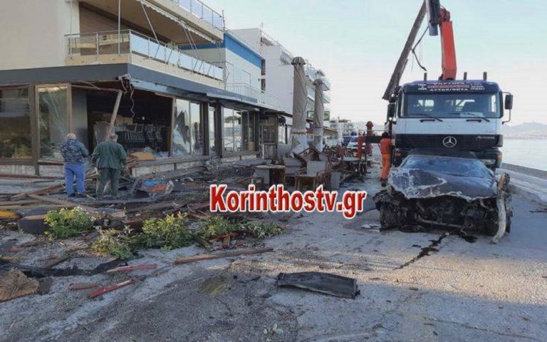 Λουτράκι: Αυτοκίνητο κατέστρεψε τρία καταστήματα – Σώος ο οδηγός