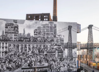 Νέα Υόρκη αξιοθέατα: Γιγαντιαία ασπρόμαυρη τοιχογραφία που απεικονίζει 1128 ανθρώπους