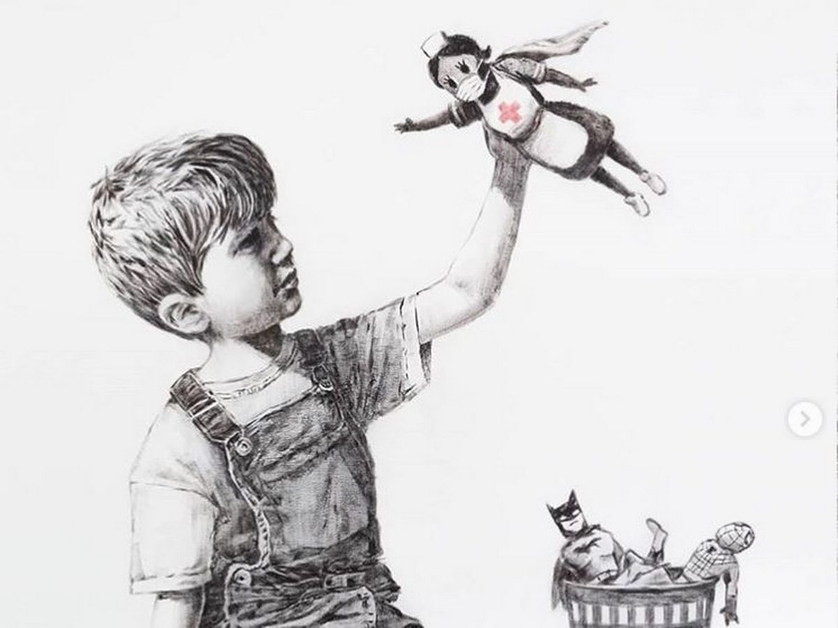 Banksy νέο έργο: Μια νοσηλεύτρια γίνεται ο σούπερ ήρωας ενός παιδιού