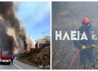 Σε εξέλιξη βρίσκονται οι φωτιές σε Άνδρο και Ηλεία