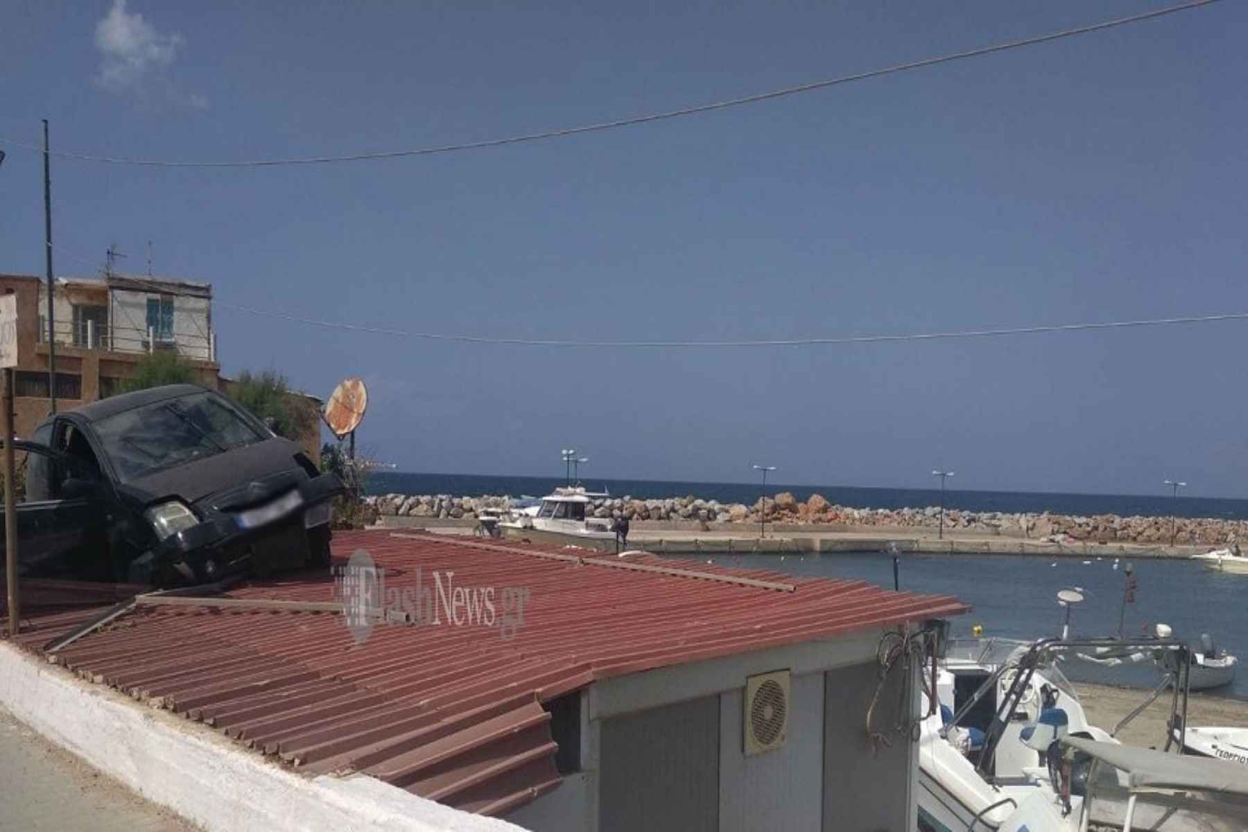 Χανιά: Αυτοκίνητο προσγειώθηκε σε σκεπή σπιτιού