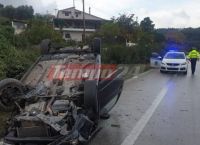 Τροχαίο Πατρών Πύργου: Σοκαριστικό ατύχημα με ανατροπή οχήματος – Επέβαιναν μητέρα και παιδί [pics]