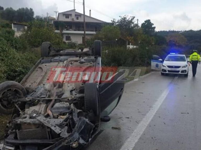 Τροχαίο Πατρών Πύργου: Σοκαριστικό ατύχημα με ανατροπή οχήματος – Επέβαιναν μητέρα και παιδί [pics]
