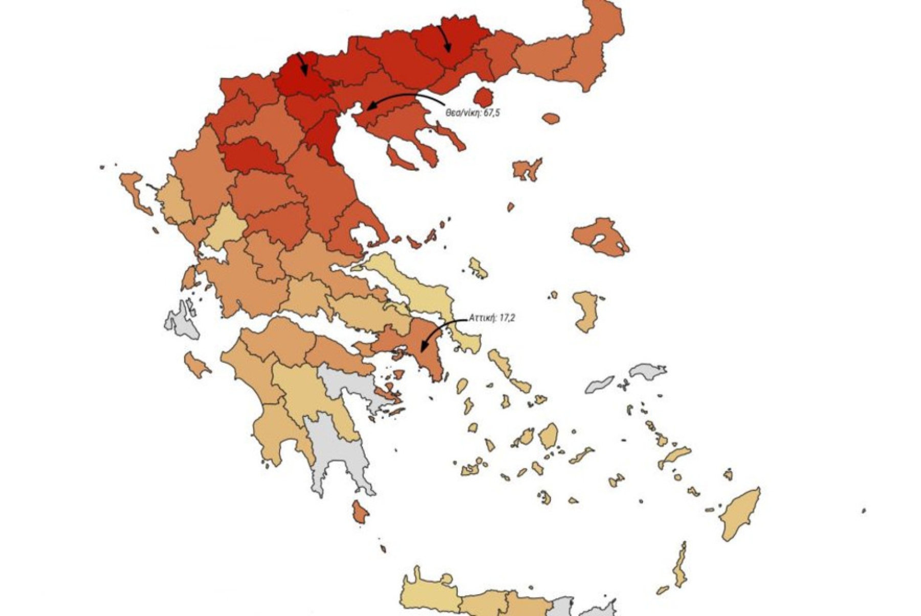 Κορωνοϊός Ελλάδα: Η γεωγραφική κατανομή των θανάτων στην πανδημία – Στη βόρεια Ελλάδα τα περισσότερα