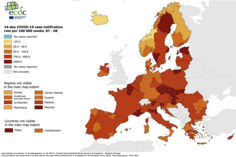 Χάρτες ECDC: Η μισή Ελλάδα στο «κόκκινο» - Τέλος οι ...