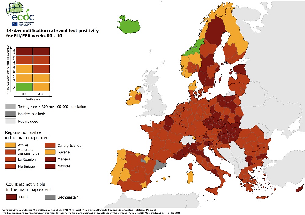 Χάρτες ECDC: Στο «κόκκινο» όλη η Ελλάδα