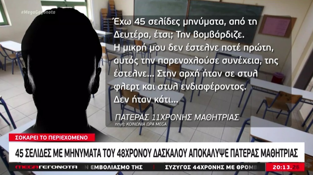 48χρονος δάσκαλος: Πατέρας μαθήτριας συγκέντρωσε 45 σελίδες μηνυμάτων