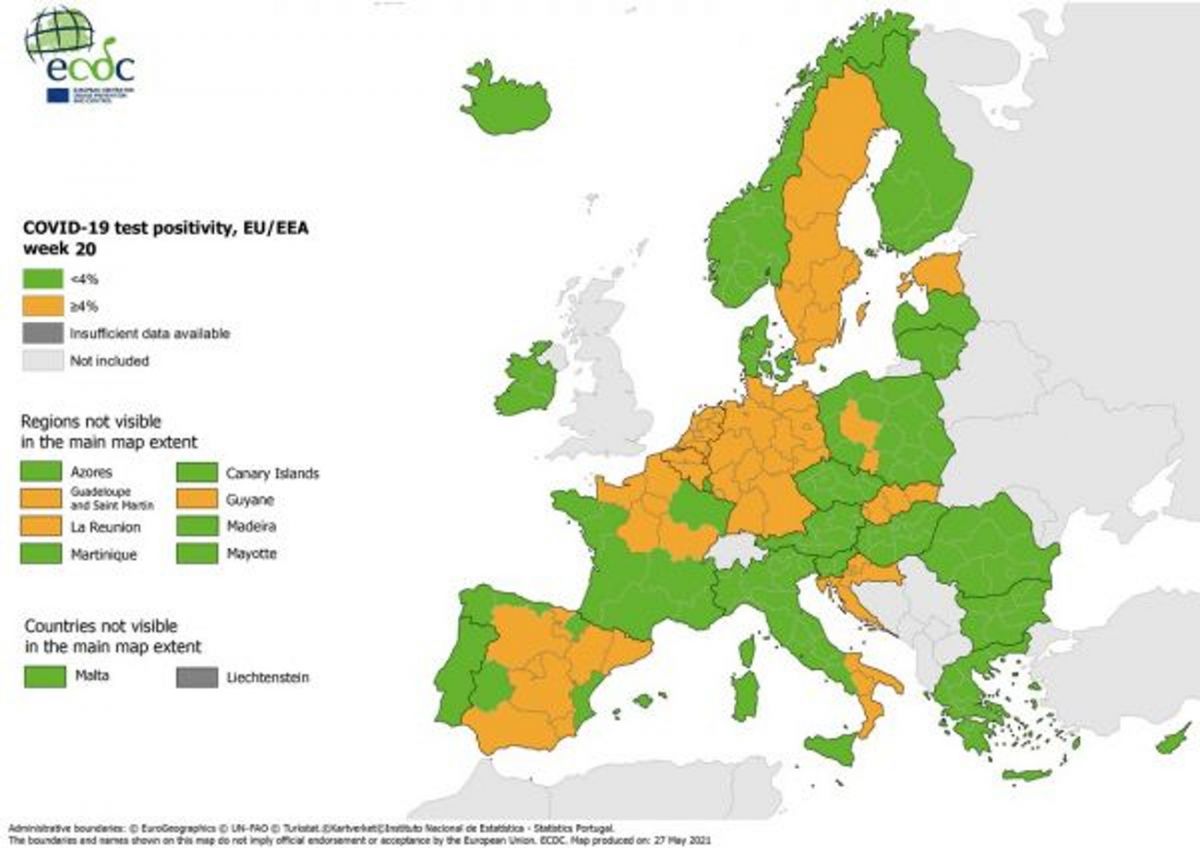 Χάρτης ECDC: Η Ελλάδα παραμένει πράσινη στο δείκτη