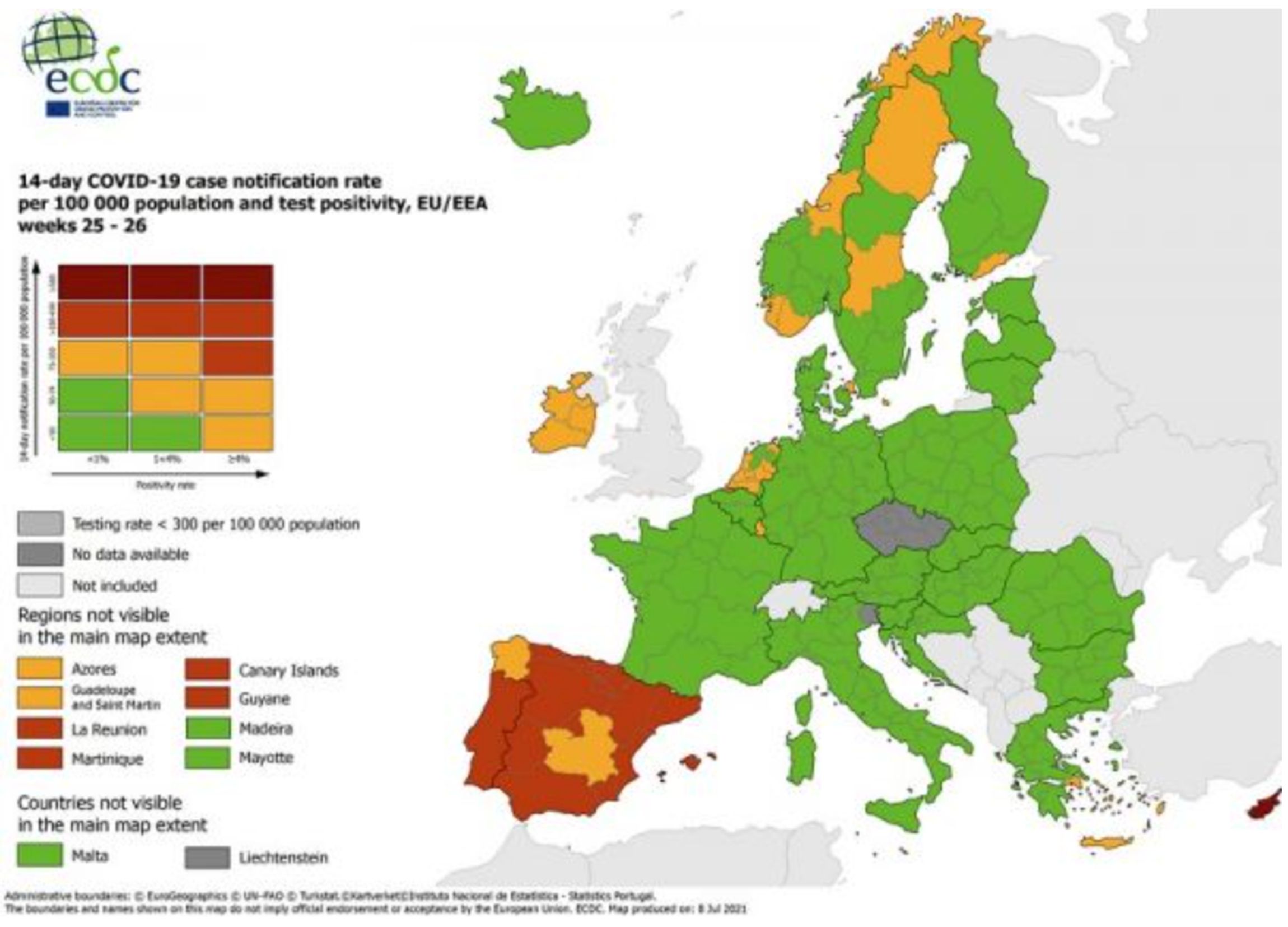 Χάρτες ECDC: Στο πορτοκαλί Αττική και Κρήτη
