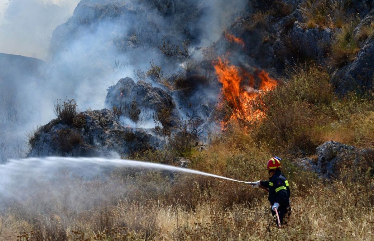 Φωτιά στη Λάρισα: Καίγεται το δάσος Καραντάου