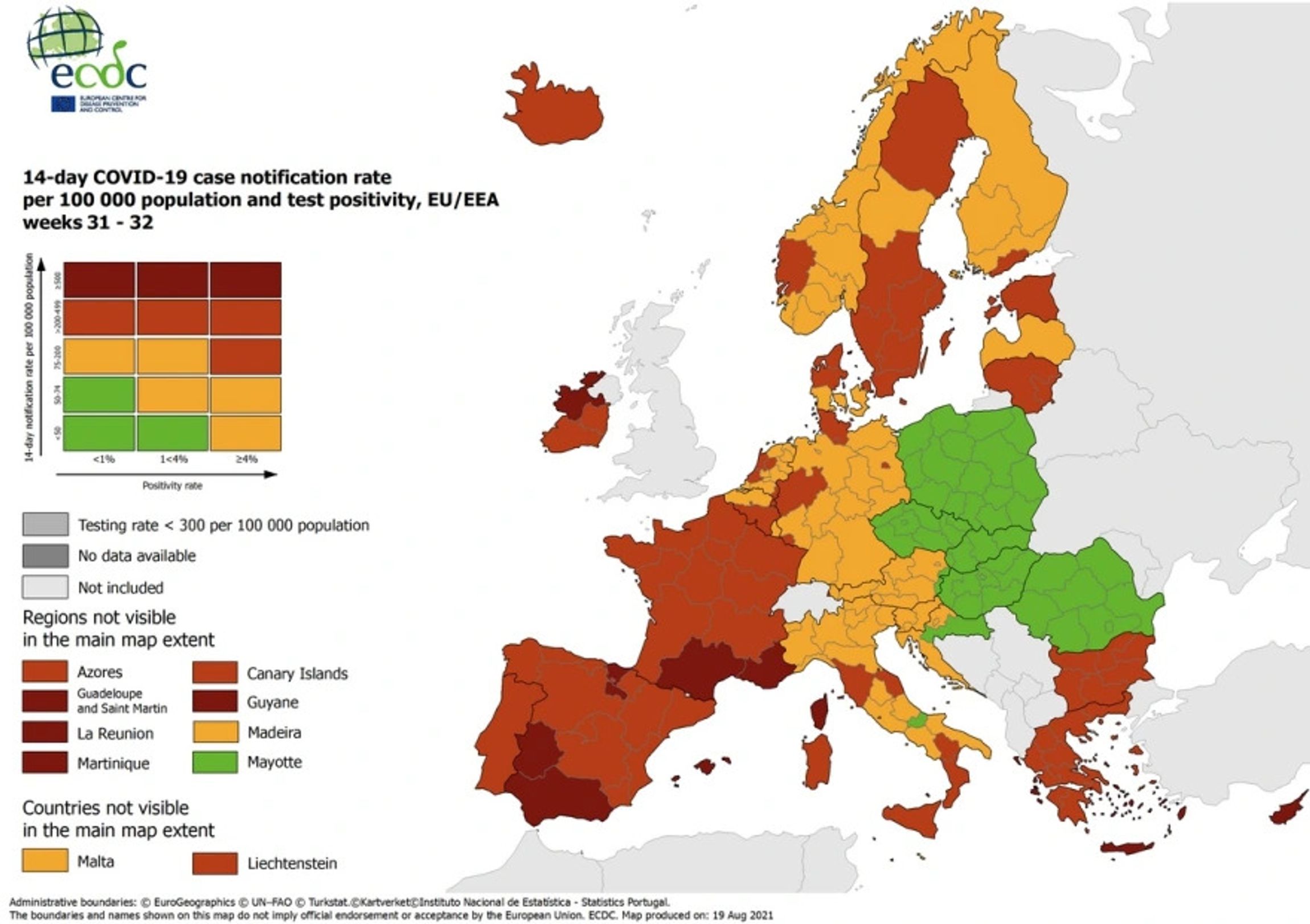 Χάρτες ECDC: Στο πορτοκαλί όλη η Ελλάδα