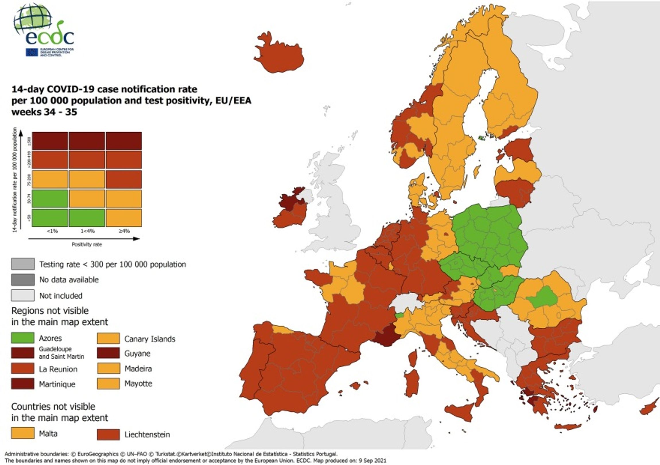 Χάρτες ECDC: Παραμένει στο πορτοκαλί όλη η Ελλάδα