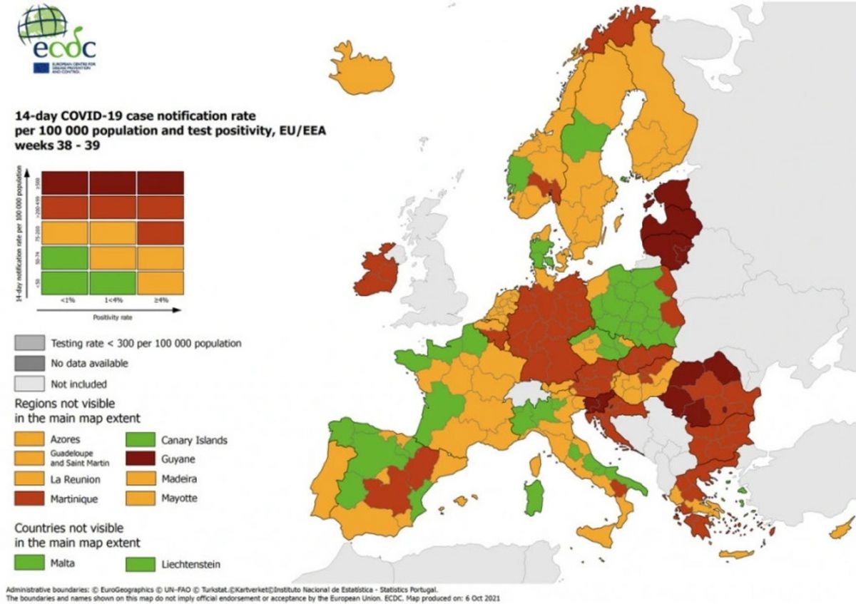 Χάρτες ECDC: Παραμένει στο πορτοκαλί η Ελλάδα