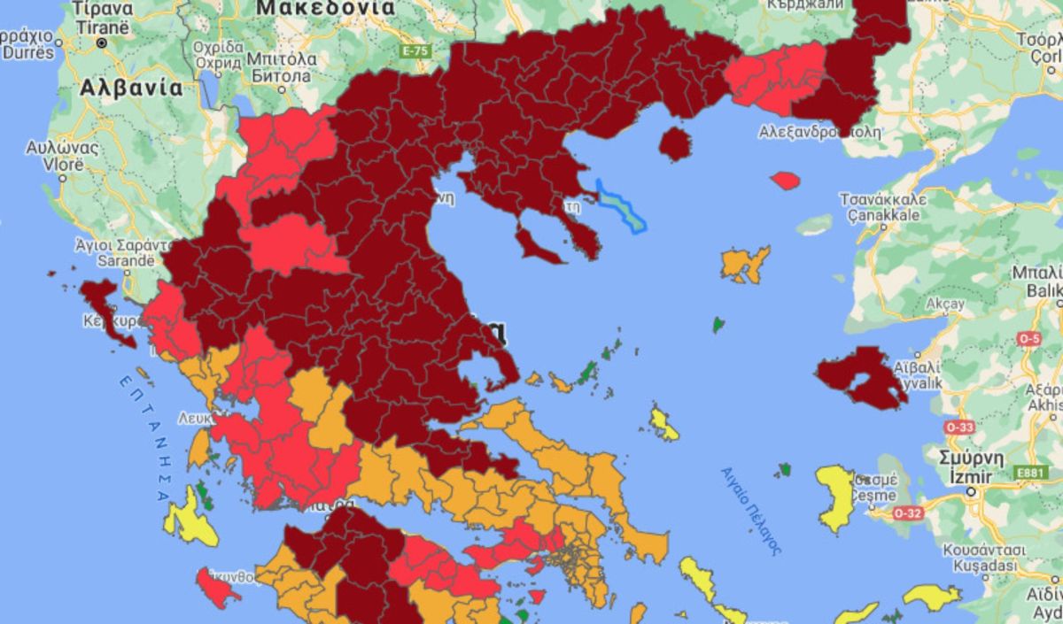 Κρούσματα σήμερα 24/11: Τρεις νέες περιοχές στο βαθύ κόκκινο