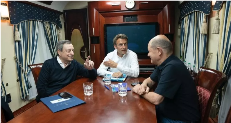Στο τρένο για Κίεβο Σολτς, Μακρόν και Ντράγκι – Οι πρώτες φωτογραφίες