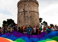 The white tower in Thessaloniki is lit as a rainbow to celebrate pride festival