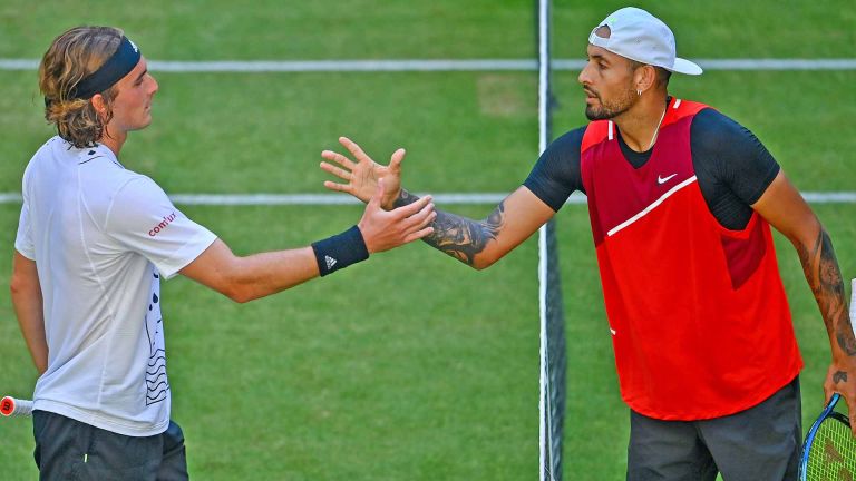 Nick Kyrgios beats Stefanos Tsitsipas In Halle Thriller