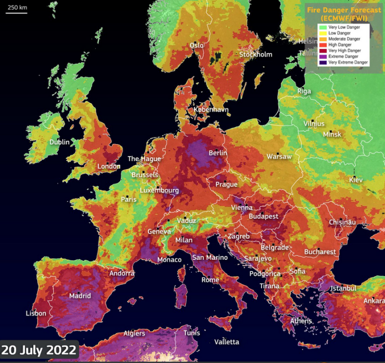 Copernicus: Σε ακραίο κίνδυνο φωτιάς η Αττική – Ο χάρτης των “επικίνδυνων” περιοχών