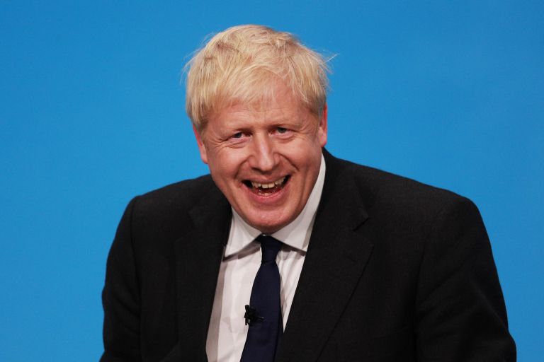 Boris Johnson shopping in a supermarket in Nea Makri, Greece