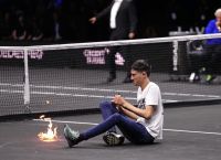 Protester Delays Tsitispas Laver Cup Match After Lighting Arm And Court On Fire Protester Delays Tsitispas Laver Cup Match After Lighting Arm And Court On Fire