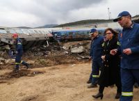 President Sakellaropoulou at the site of the train crash