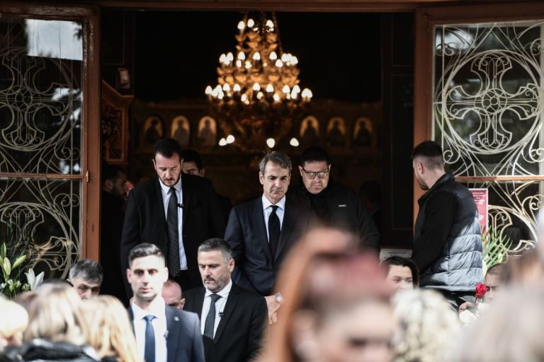 PM Mitsotakis attends funeral of Tempi train crash victim Spiros Voulgaris in Kesariani