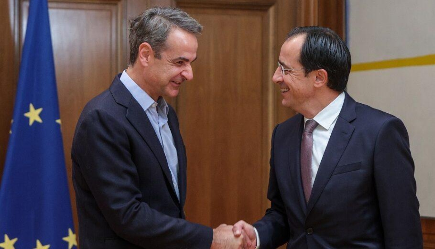 PM Mitsotakis meeting visiting Cyprus President Christodoulides