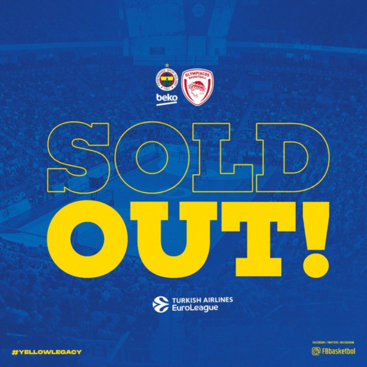 Η Φενέρμπαχτσε ανακοίνωσε sold out και ο Ολυμπιακός πάει να παίξει σε ”καυτή” έδρα