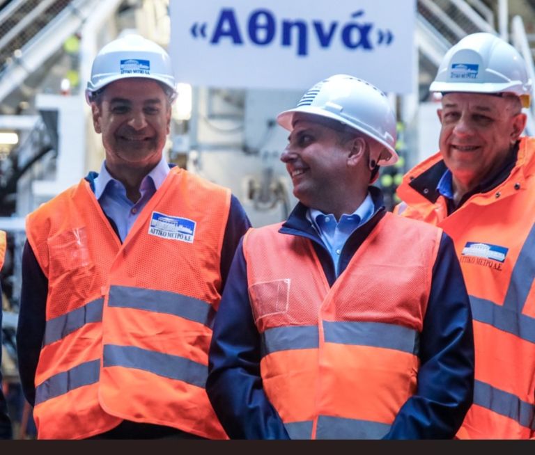 PM Mitsotakis visits contruction site of Athens metro Line 4
