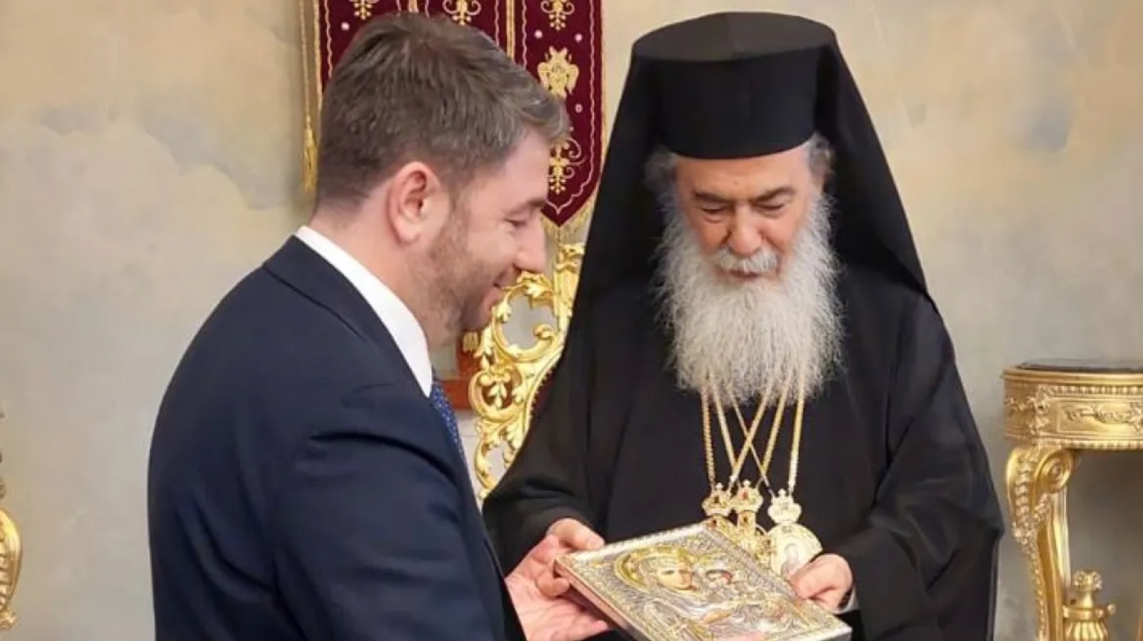 Ανδρουλάκης: Συνάντηση με τον Πατριάρχη Ιεροσολύμων, Θεόφιλο