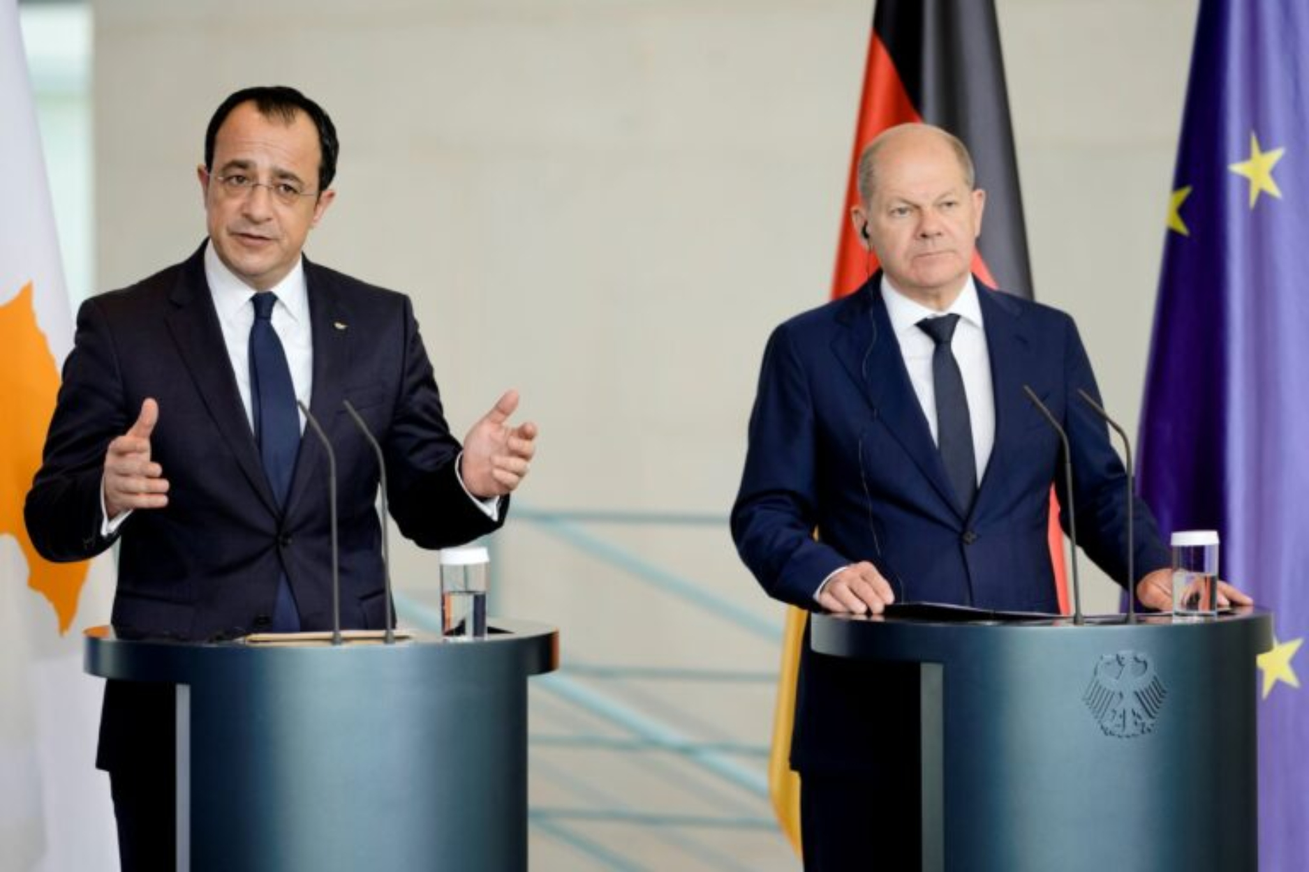Χριστοδουλίδης: Ικανοποιημένος από τις συνομιλίες με Σολτς