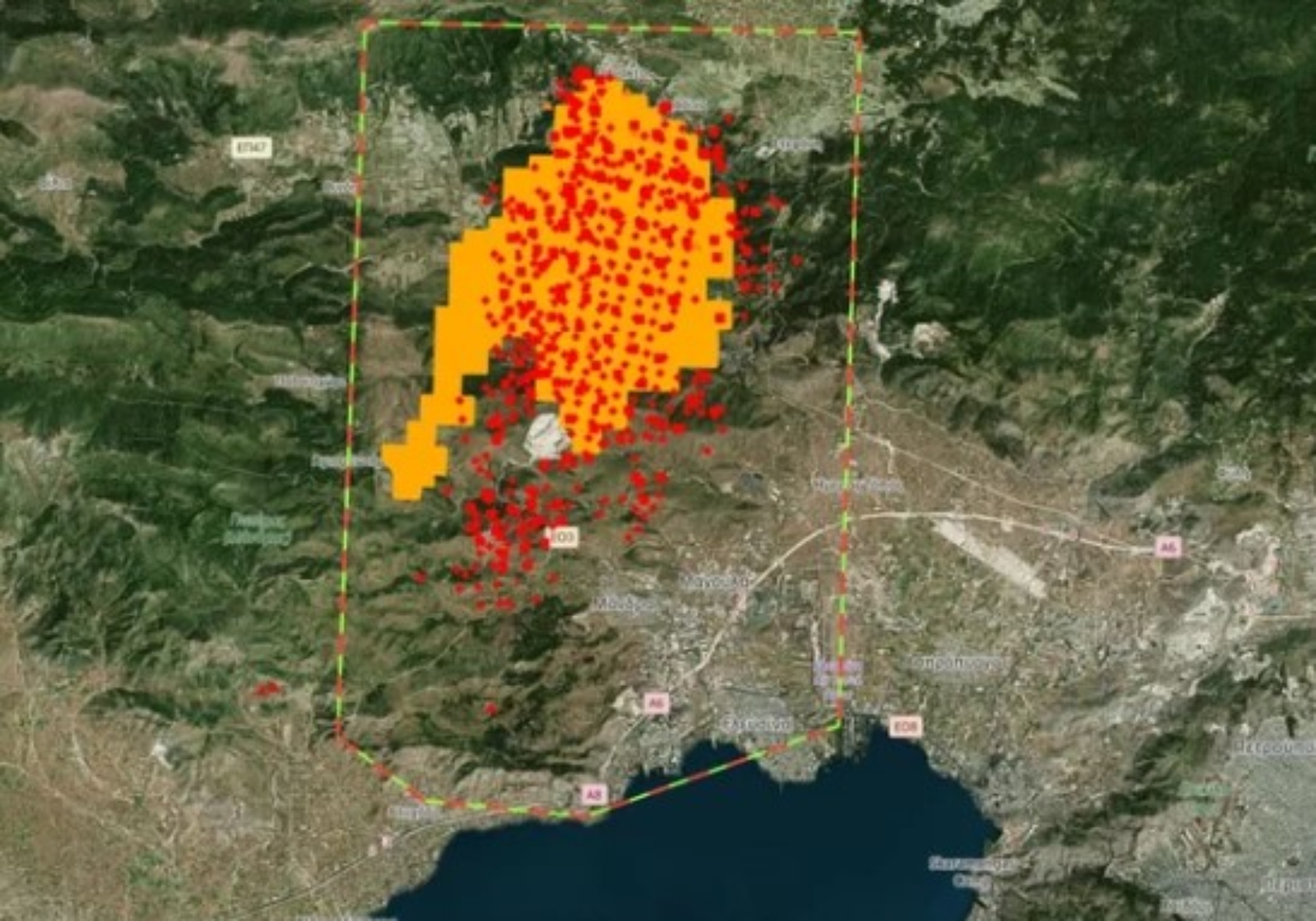 Copernicus για Κουβαρά: Κάηκαν 34.720 στρέμματα, τα 1.640 σε κατοικημένες περιοχές