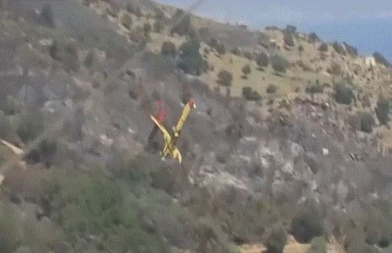 Canadair firefighting aircraft crashes while on duty in Karystos wildfire; pilot and co-pilot missing