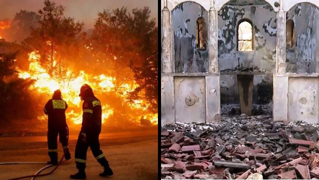 Historic Greek church completely destroyd in wildfire