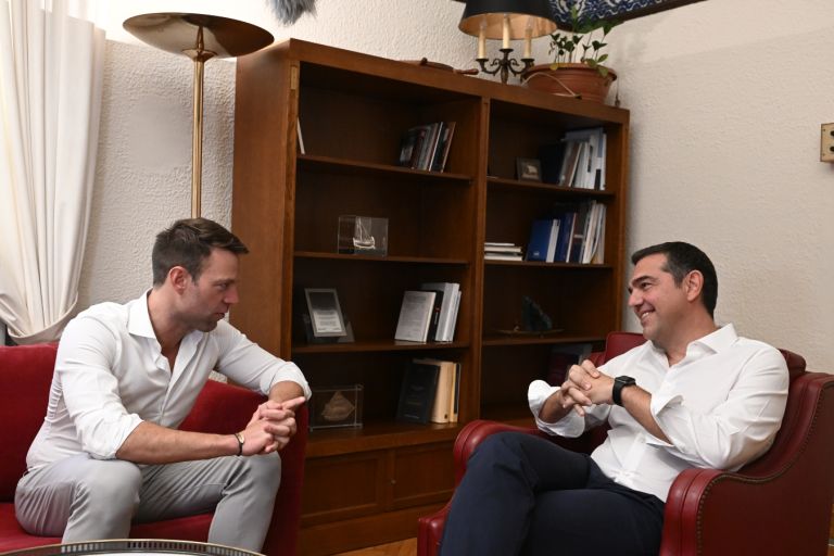 SYRIZA-PA leader Kasselakis visits predecessor Alexis Tsipras