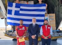 The Greek C-130 landed in Egypt with humanitarian aid for Gaza